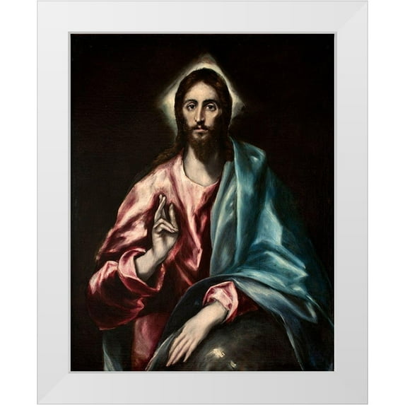 El Greco 12x14 White Modern Wood Framed Museum Art Print Titled - Christ as Saviour