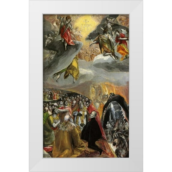 El Greco 21x32 White Modern Wood Framed Museum Art Print Titled - The Adoration Of The Name Of Jesus