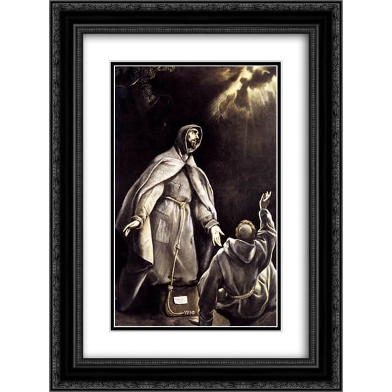 El Greco 2x Matted 18x24 Black Ornate Framed Art Print 'St Francis's vision of the flaming torch'