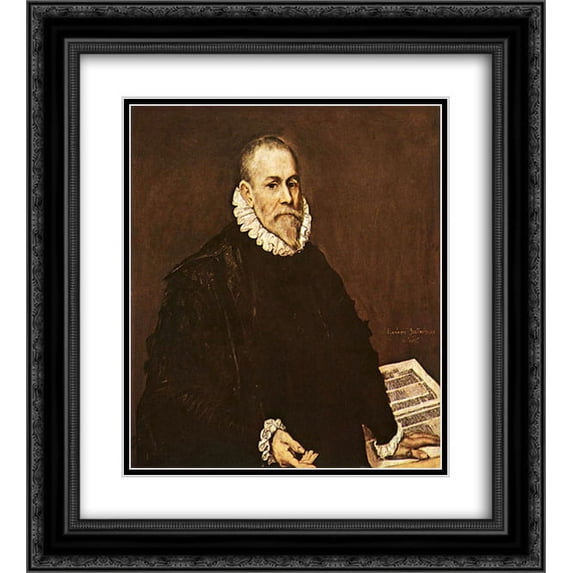 El Greco 2x Matted 20x22 Black Ornate Framed Art Print 'Portrait of a doctor Rodrigo de la Fuente'