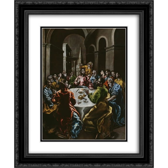 El Greco 2x Matted 20x24 Black Ornate Framed Art Print 'Feast in the House of Simon'