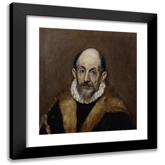 El Greco (Domenikos Theotokopoulos) 12x13 Black Modern Framed Museum Art Print Titled - Portrait of an Old Man (ca. 1595-1600)