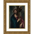 thumbnail image 1 of El Greco (Domenikos Theotokopoulos) 14x18 Gold Ornate Wood Frame and Double Matted Museum Art Print Titled - Christ Carrying the Cross (ca. 1577-87), 1 of 4