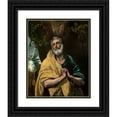 thumbnail image 1 of El Greco (Domenikos Theotokopoulos) 15x18 Black Ornate Wood Framed Double Matted Museum Art Print Titled - Saint Peter in Tears (1587-1596), 1 of 5
