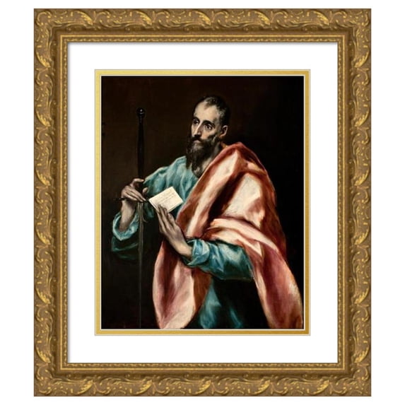El Greco (Domenikos Theotokopoulos) 20x24 Gold Ornate Framed and Double Matted Museum Art Print Titled - Apostle Saint Paul (1610-1614)