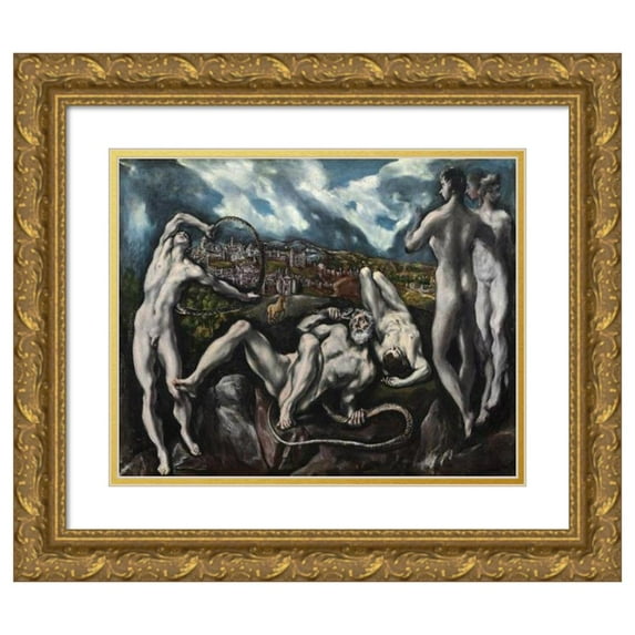 El Greco (Domenikos Theotokopoulos) 24x20 Gold Ornate Framed and Double Matted Museum Art Print Titled - Laocoon (C. 1610-1614)