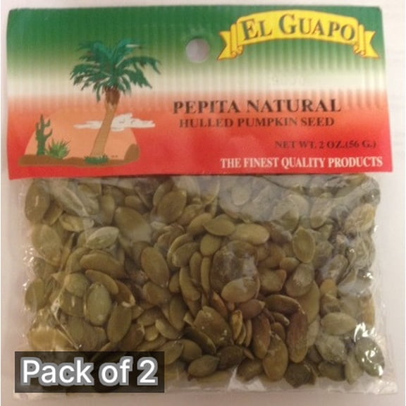 El Guapo Pumpkin Seeds, Hulled Pepita de Calabaza Sin Cascara 2 oz Bag (Pack of 2)