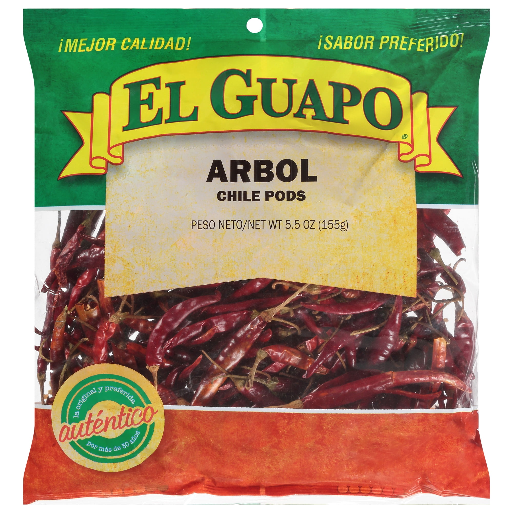 El Guapo Whole Arbol Chili Pods (Chile de Arbol Entero), 5.5 oz