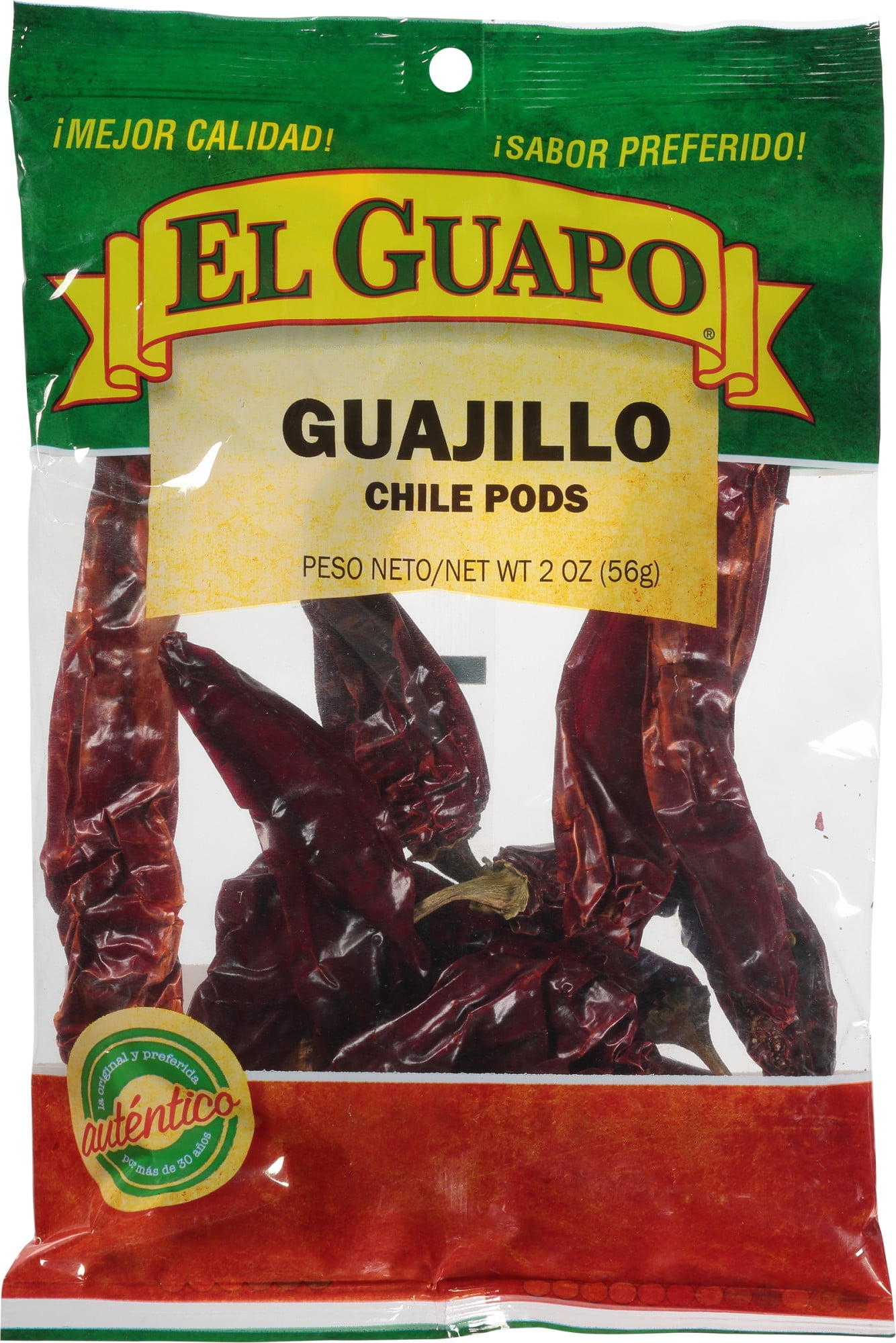 El Guapo Whole Guajillo Chili Pods (Chile Guajillo Entero), 2 oz Pepper & Peppercorns