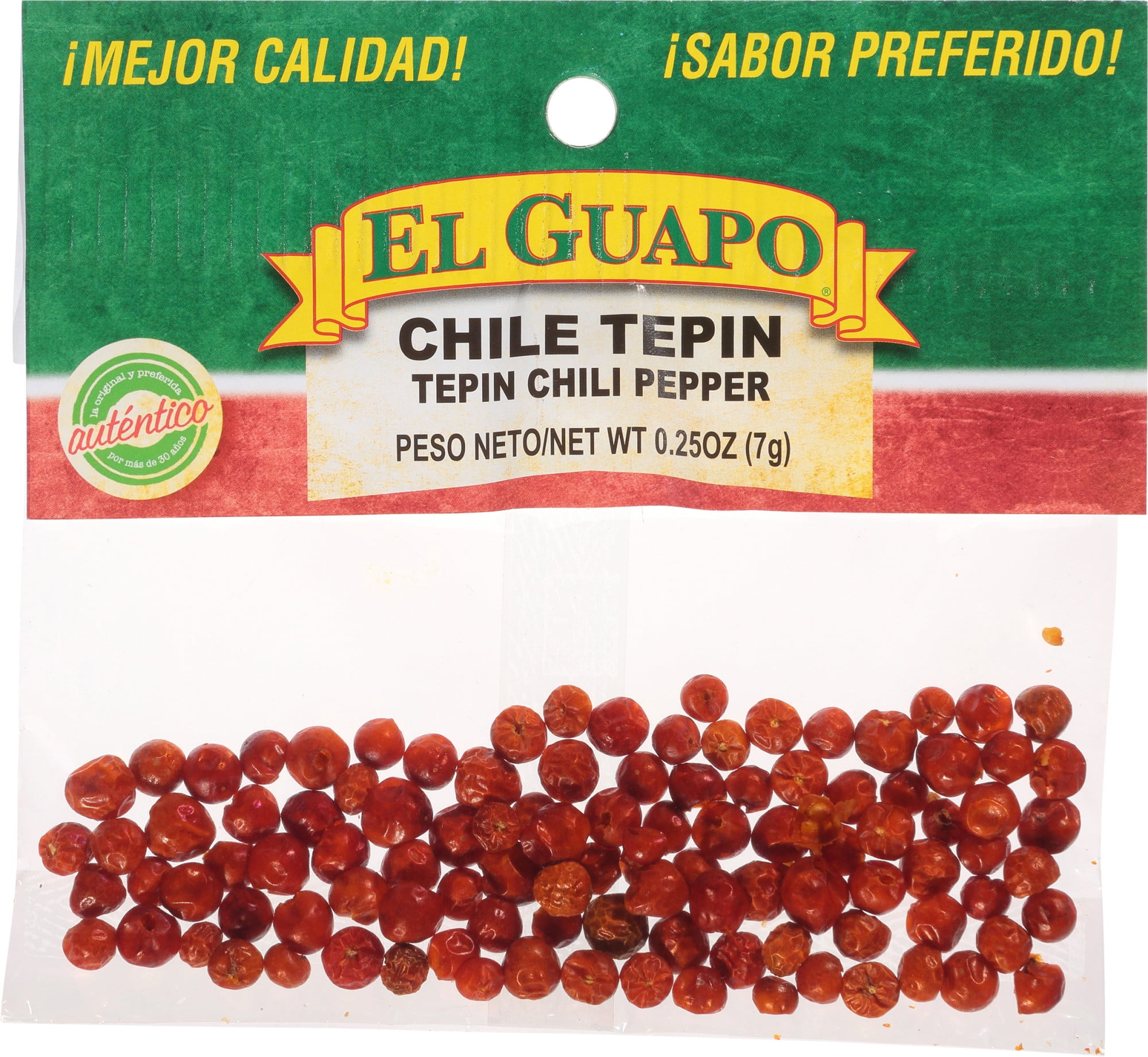 El Guapo Whole Tepin Chili Peppers (Chile Tepin Entero), 0.25 oz Mixed
