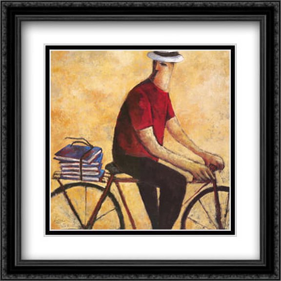 El Hombre De La Bicicleta 2x Matted 28x30 Large Black Ornate Framed Art Print by Didier Lourenco