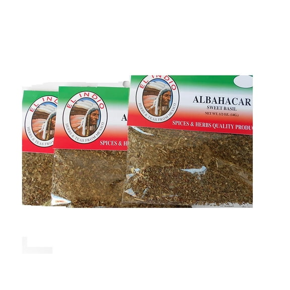 El Indio Tea/ Hierba Albahacar / Sweet Basil -Dried Natural Herbs Net Wt. 1/2 oz. (14 g)-3 Pack
