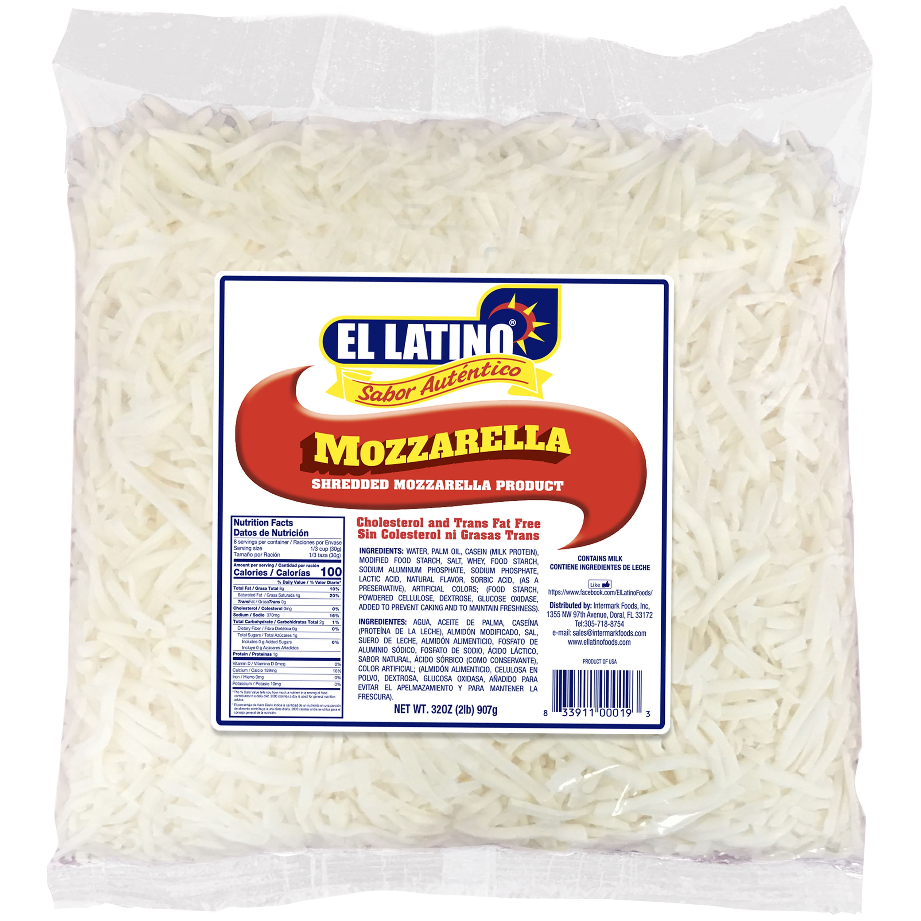 Shredded Mozzarella Cheese in a Plastic Container Stock Photo