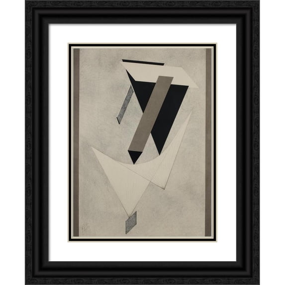 El Lissitzky 14x18 Black Ornate Wood Framed Double Matted Museum Art Print Titled - Kestnermappe Proun, Rob. Levnis and Chapman Gmbh Hannover #4 (1923)
