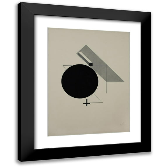 El Lissitzky 19x24 Black Modern Framed Museum Art Print Titled - Kestnermappe Proun, Rob. Levnis and Chapman Gmbh Hannover #5 (1923)