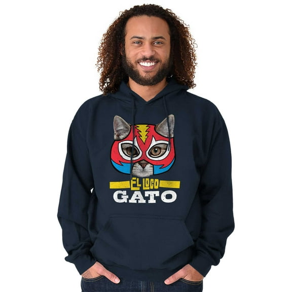 El Loco Gato Mexican Wrestler Cat Unisex Plus Size Hoodie Brisco Brands 2X