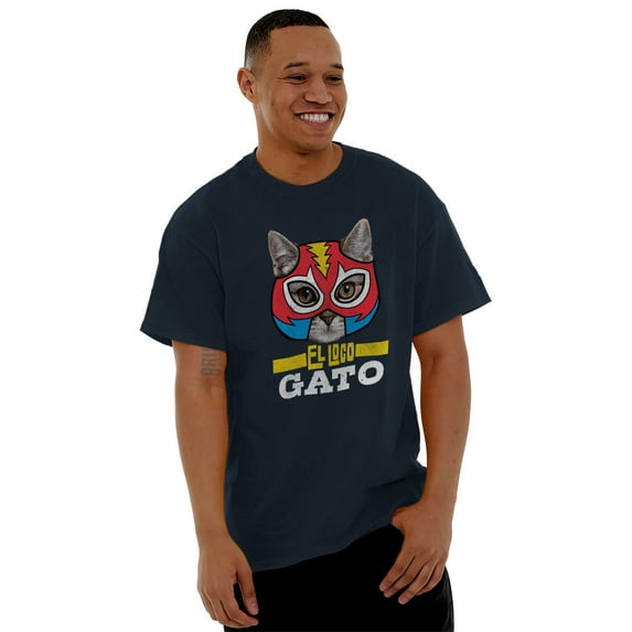 El Loco Gato Mexican Wrestler Cat Men's Graphic T Shirt Tees Brisco Brands L