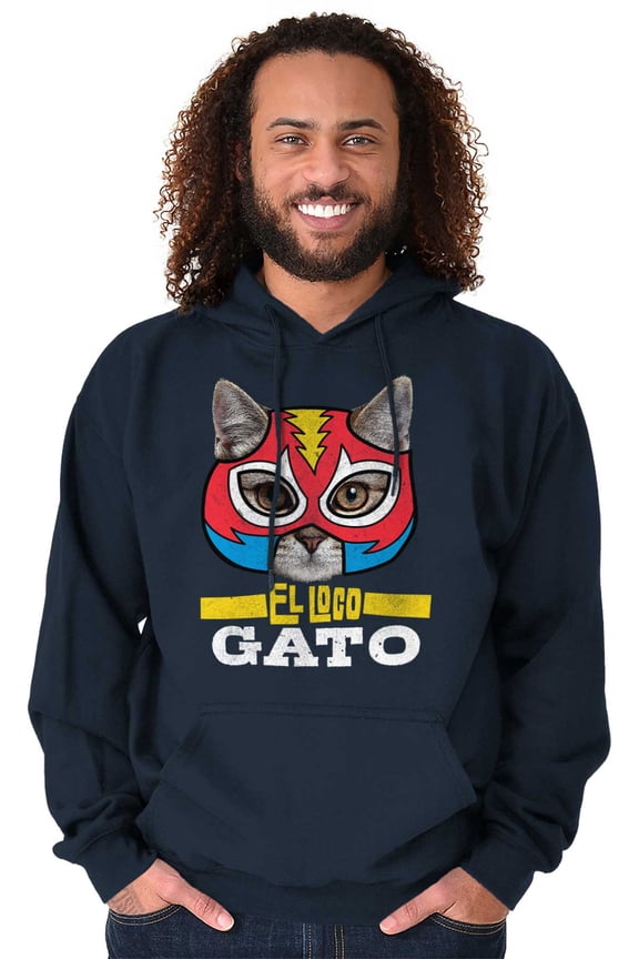 El Loco Gato Mexican Wrestler Cat Unisex Plus Size Hoodie Brisco Brands 5X