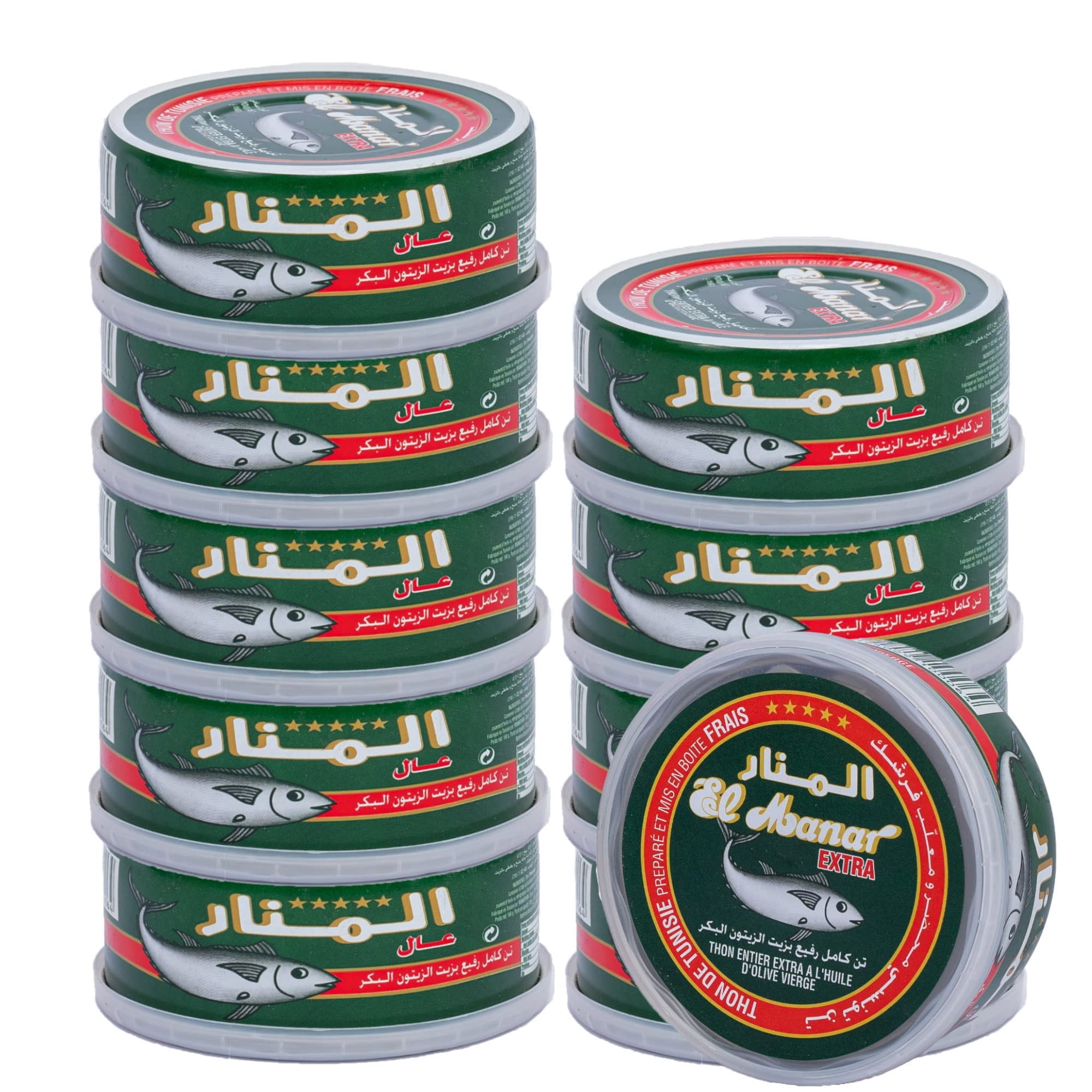 El Manar Premium Mediterranean Extra Tuna in Virgin Olive Oil -5.6 oz Pack of 10 - Canned Tuna Fish in Virgin Olive Oil – Wild Caught Fresh Tuna in Oil