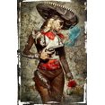 thumbnail image 1 of El Mariachi Muerte Amore By Daveed Benito – Poster - Poster Print - Wooden Hanging Scroll Frame 11 x 17 Inch Poster, 1 of 4