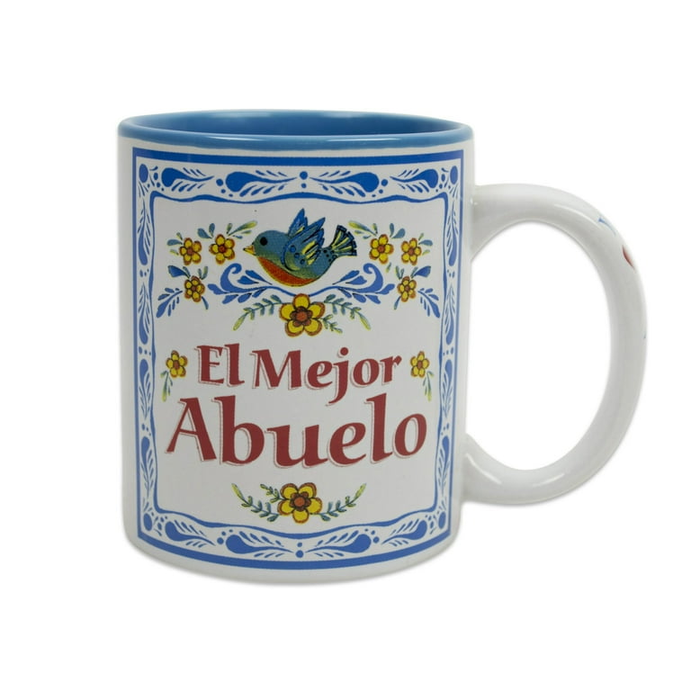 El Mejor Abuelo Taza de Cafe Ceramic Abuelo Regalos Coffee Mug Blue Design  Regalo Para Padre o Abuelo (12 Oz)