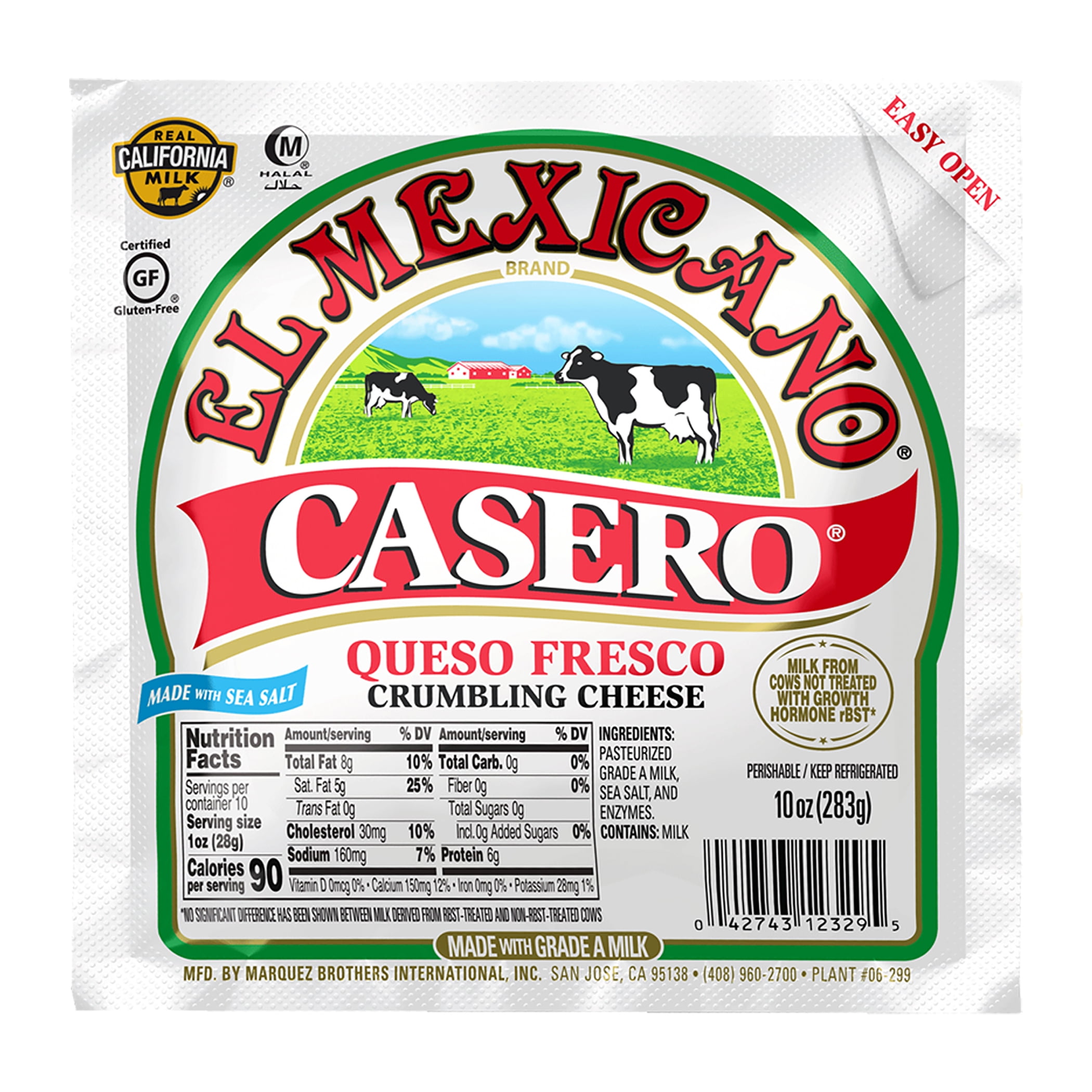 El Mexicano Casero Queso Fresco, Fresh Crumbling Cheese, 10 oz Refrigerated