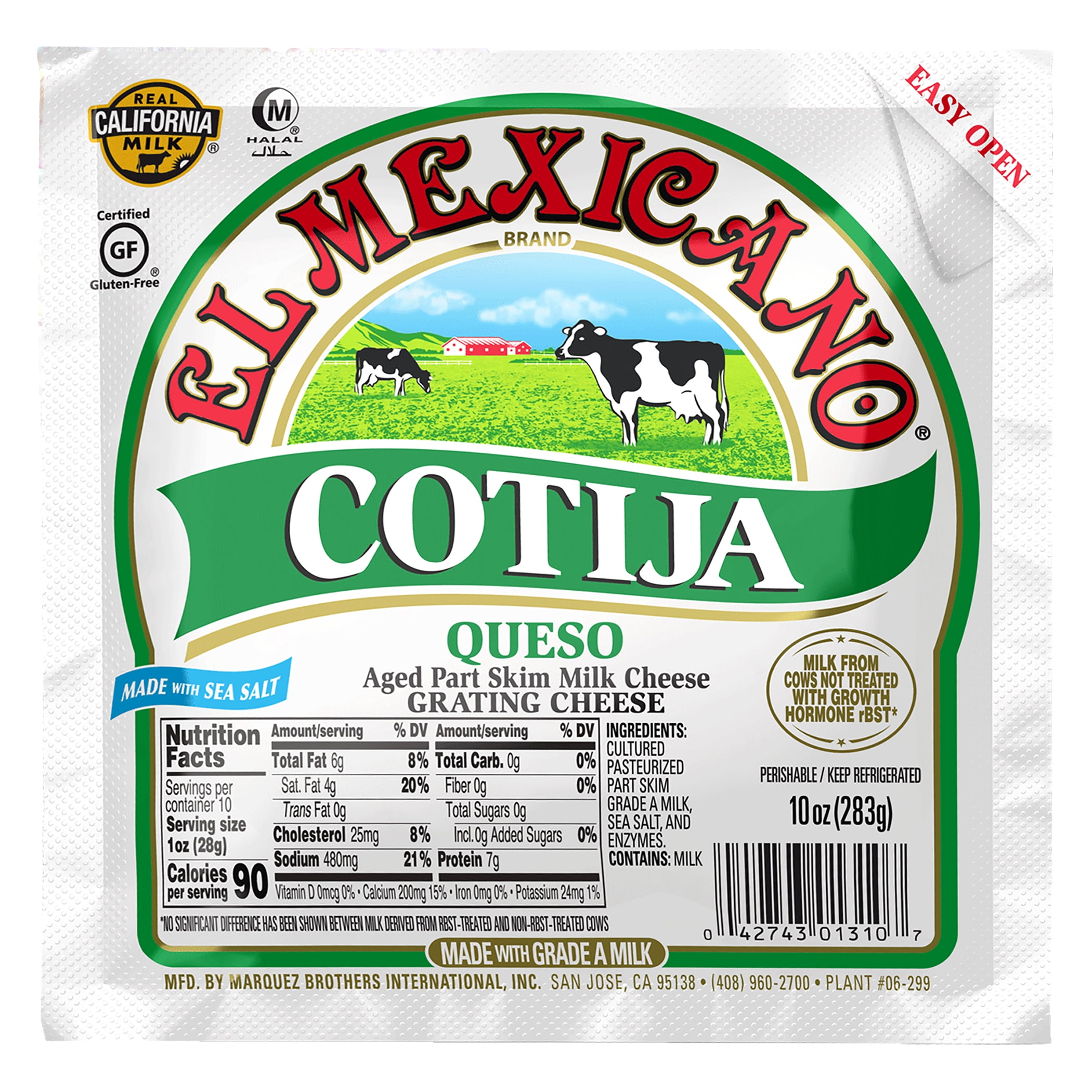 El Mexicano Cotija Queso Anejo, Aged Grating Cheese, 10 oz Refrigerated