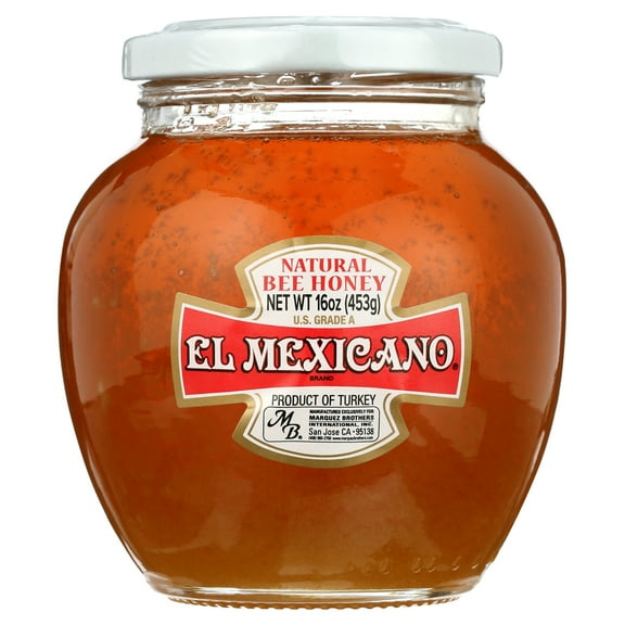 El Mexicano Natural Bee Honey, Miel de Abeja, 16 oz