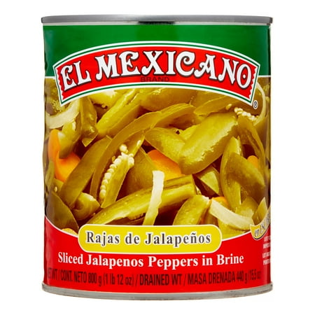 El Mexicano Sliced Jalapeno Peppers, 28 oz Can