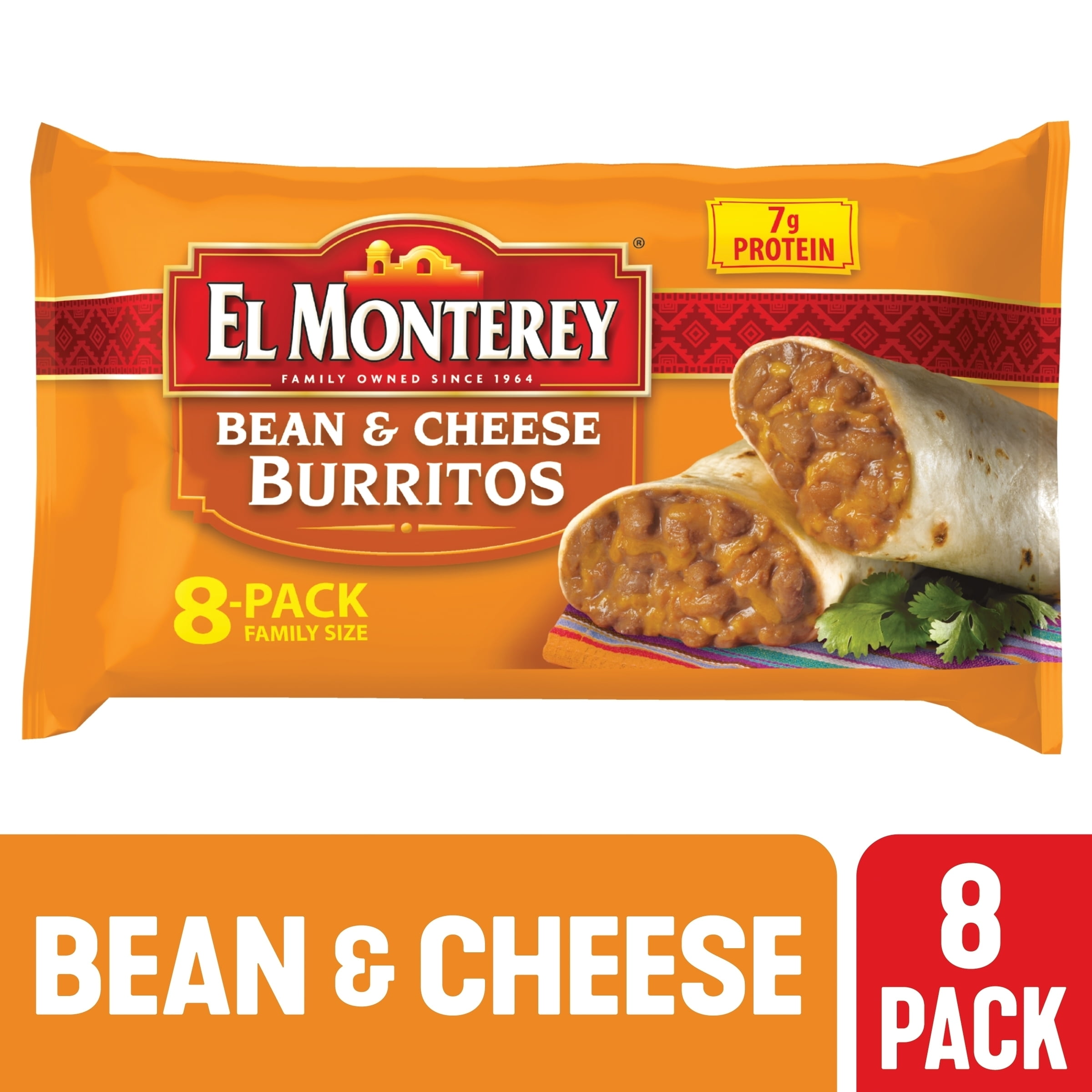 El Monterey Bean & Cheese Burritos, 32 oz, 8 Count (Frozen) - Walmart.com