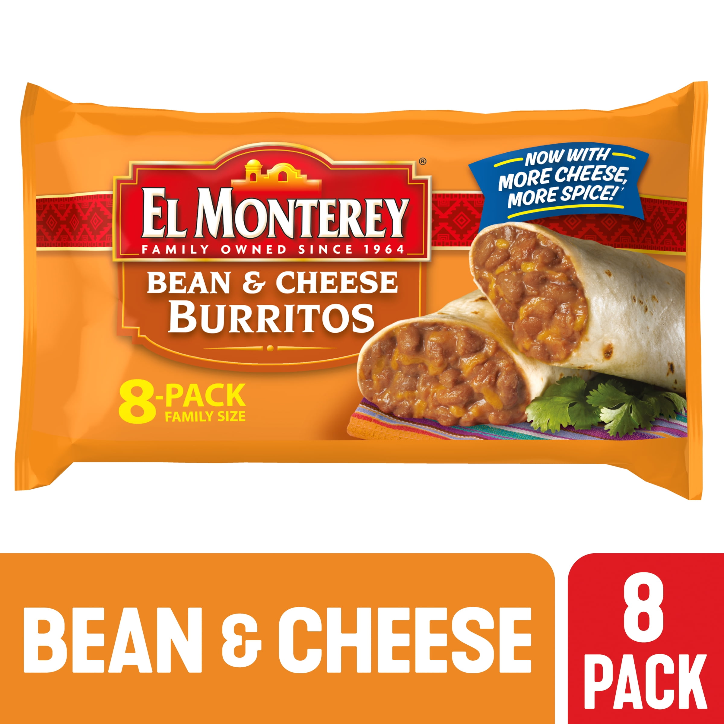 El Monterey Bean & Cheese Burritos, 32 oz, 8 Count (Frozen)