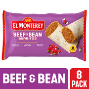 El Monterey Beef & Bean Burritos, 32 oz, 8 Count (Frozen)