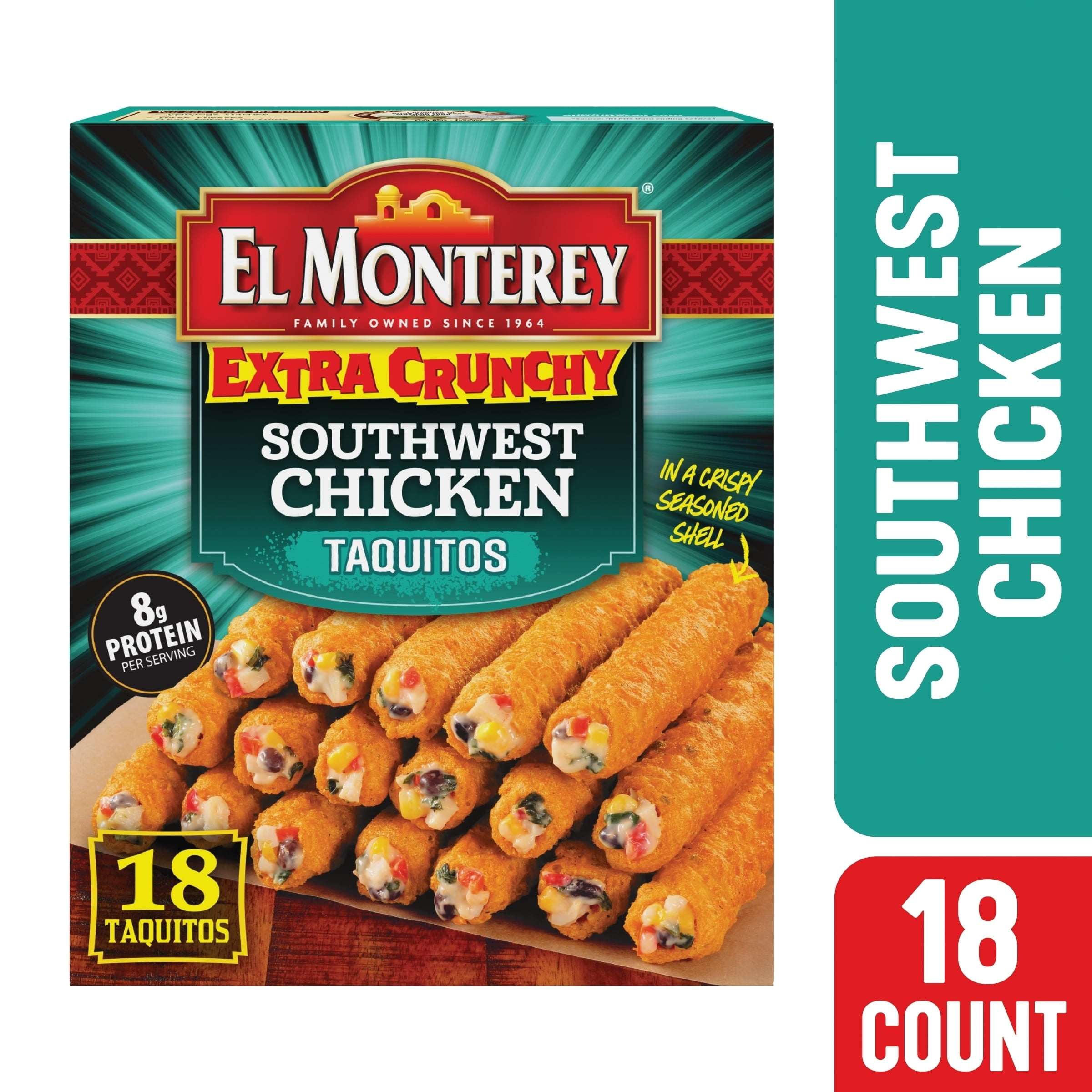 El Monterey Extra Crunchy Southwest Chicken Taquitos, 20.7 Oz, 18 Count  (Frozen) | 