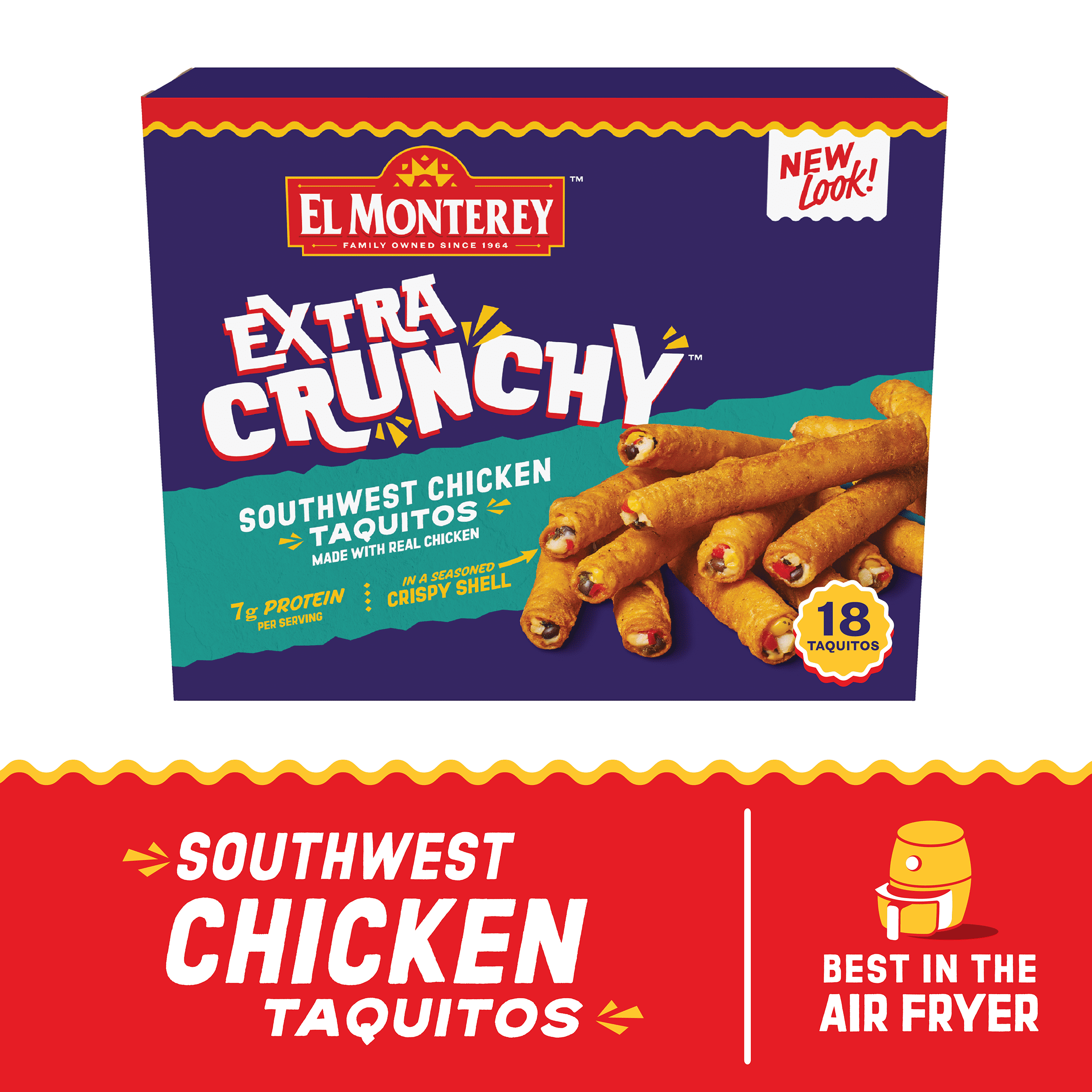 El Monterey Extra Crunchy Southwest Chicken Taquitos, 20.7 oz, 18 Count (Frozen)