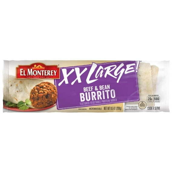 El Monterey Ruiz Foods Xx Large Beef & Bean Burrito 9.5oz (PACK OF 12)