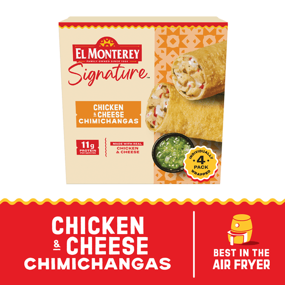 El Monterey Signature Chicken & Cheese Chimichanga 4 Count, 18 oz (Frozen)