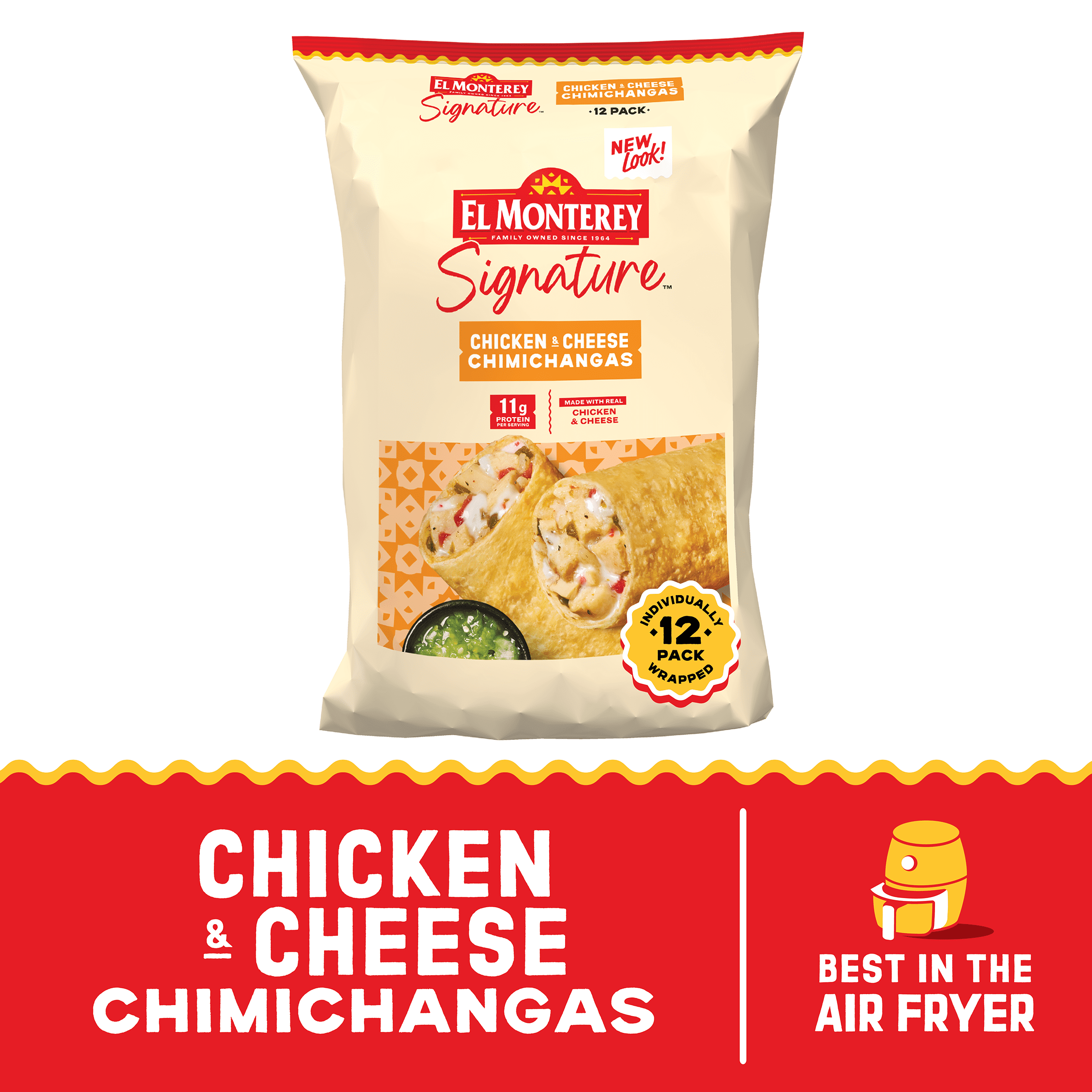 El Monterey Signature Chicken and Cheese Chimichangas, 54 oz, 12 Count (Frozen)