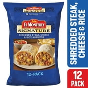 El Monterey Signature Shredded Steak, Cheese & Rice Burritos 57.6 oz, 12 Count (Frozen)