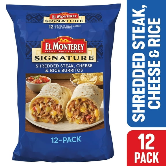 El Monterey Signature Shredded Steak and Cheese Burritos 57.6 oz, 12 Count (Frozen)