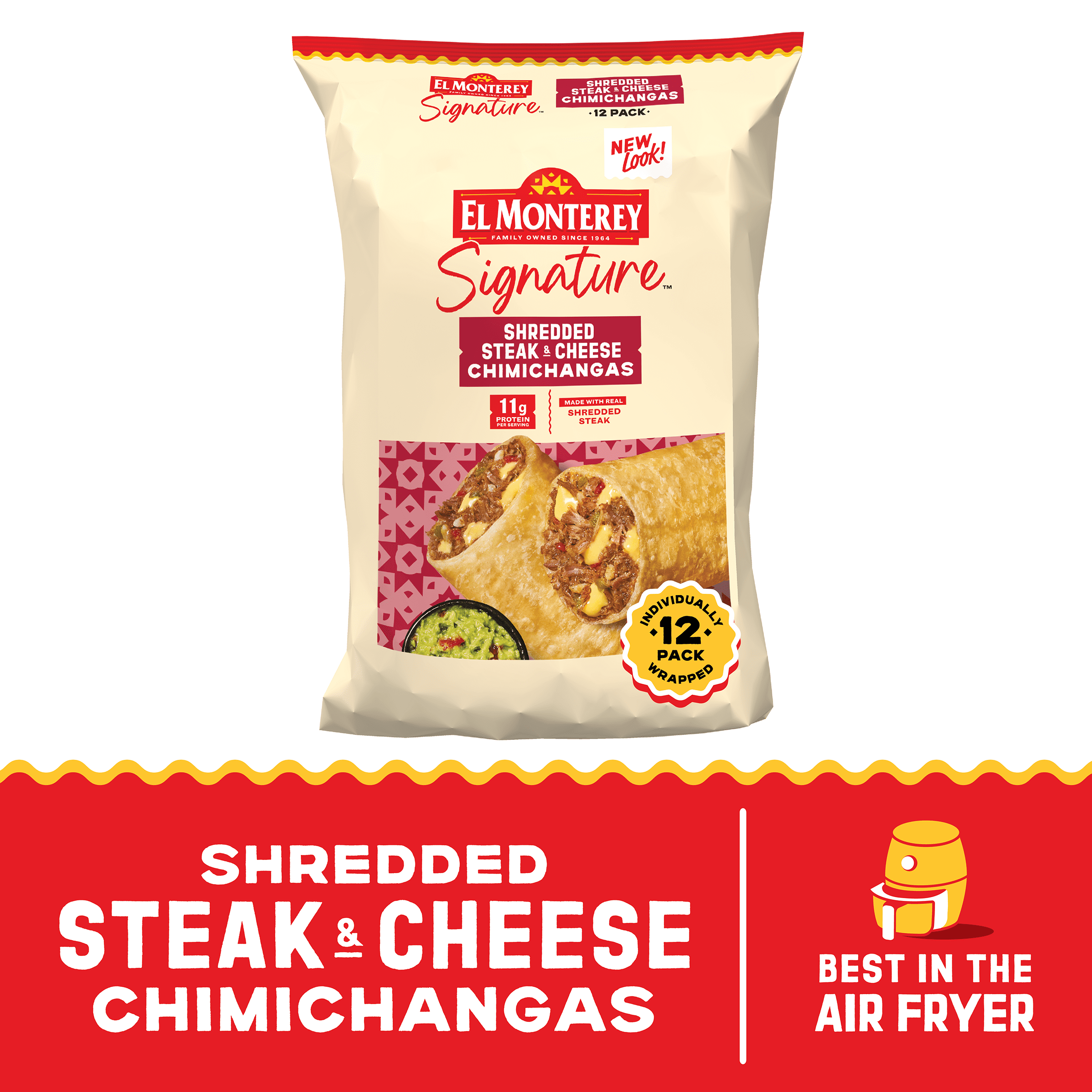 El Monterey Signature Shredded Steak and Cheese Chimichangas 54 oz, 12 Count (Frozen)