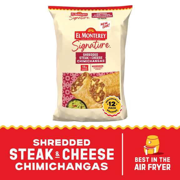 El Monterey Signature Shredded Steak and Cheese Chimichangas 54 oz, 12 Count (Frozen)