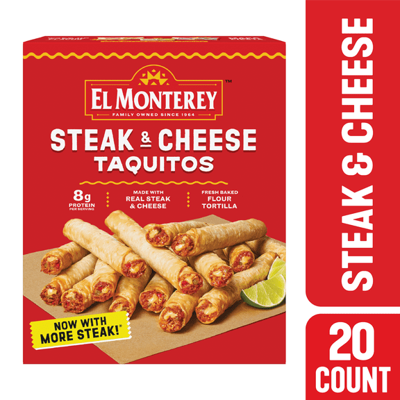 El Monterey Steak & Cheese Flour Taquitos, 20 Count, 20 oz (Frozen)
