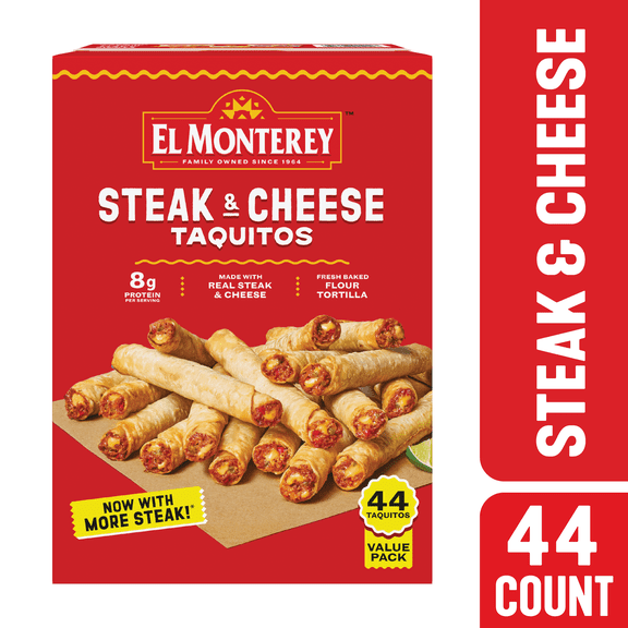El Monterey Steak & Cheese Flour Taquitos, 44 Count, 44 oz (Frozen)