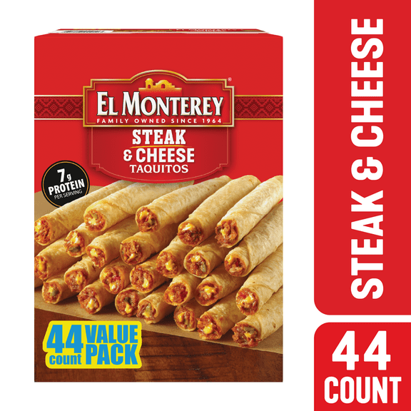 El Monterey Steak & Cheese Flour Taquitos, 44 Count, 44 oz (Frozen)