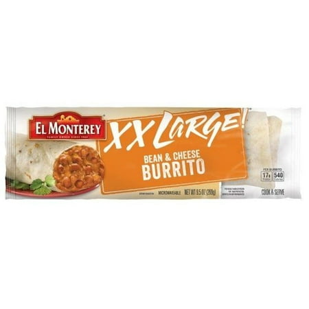 El Monterey XX Large Bean and Cheese Burrito, 9.5 Ounce -- 12 per case
