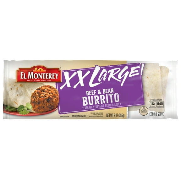 El Monterey XX Large Beef and Bean Burrito, 9 oz Single-Serve