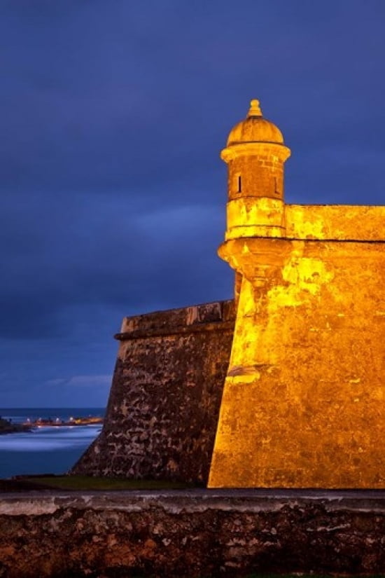El Morro Fort lit up Old San Juan Puerto Rico Canvas Art - Brian Jannsen DanitaDelimont (24 x 36)