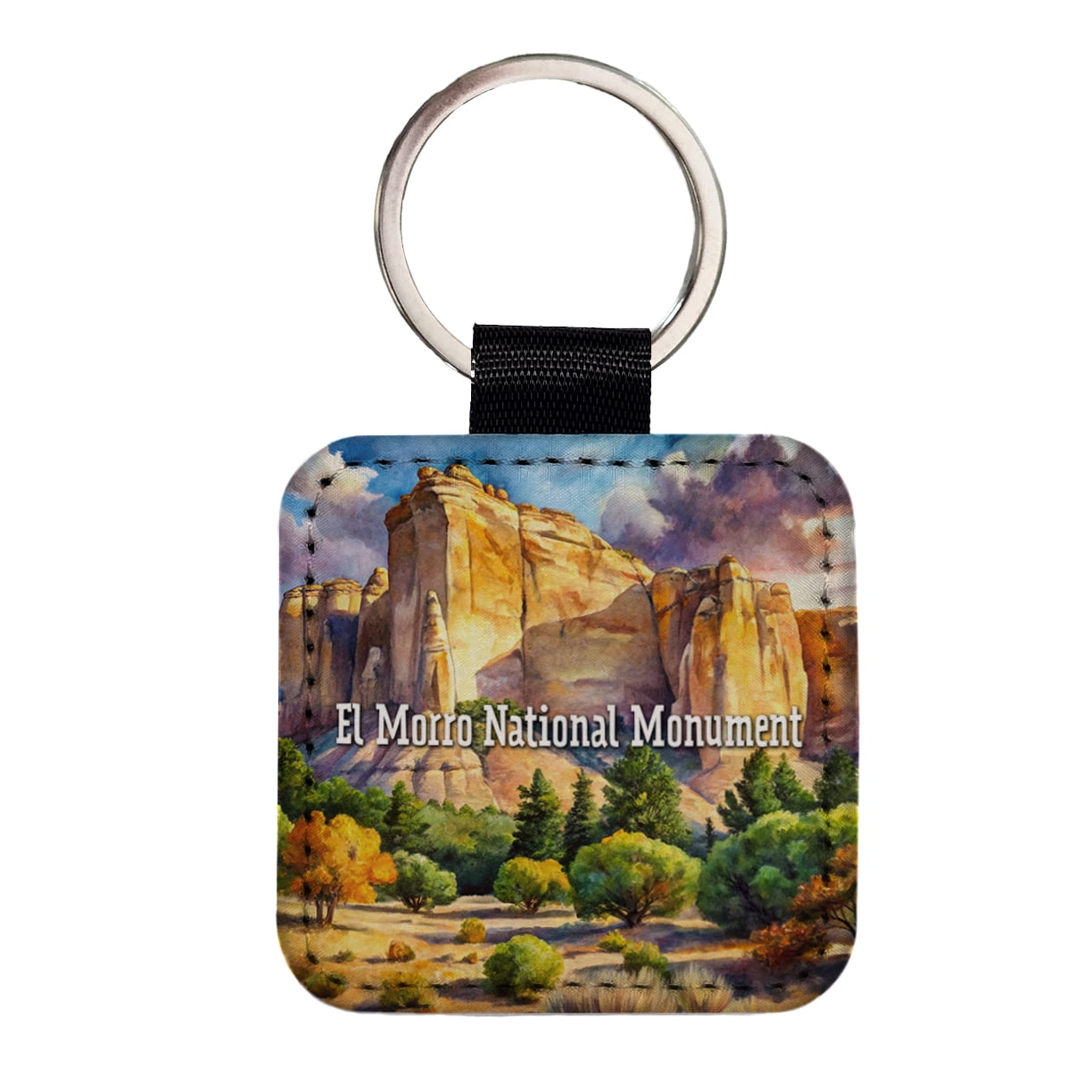 El Morro National Monument New Mexico Faux Leather Square Keychain ...