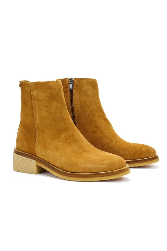Women's Irati Block Heel Ankle Boot, Silk Suede \ Toffee,7 M US