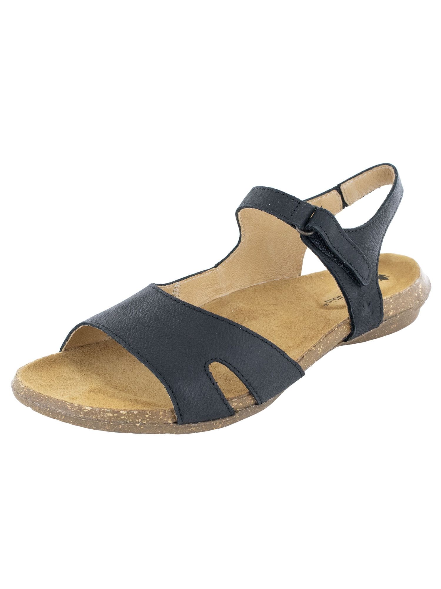 El Naturalista Women's Black Open Toe Heeled Sandals | Leather Upper With Buckle Strap | Size 10